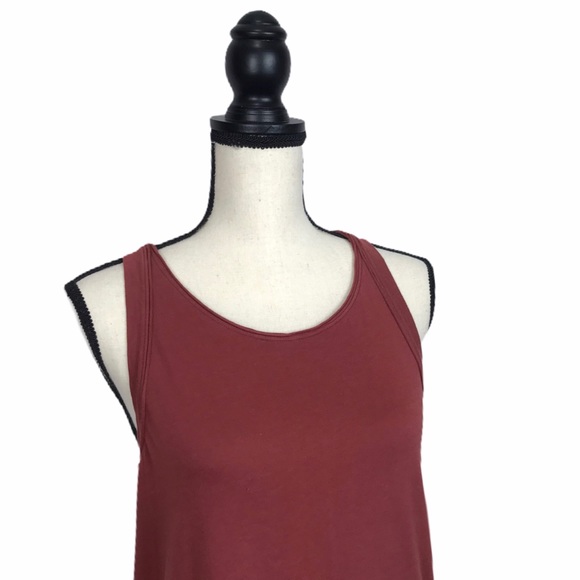 We The Free People Maroon Cotton Hi low Tank Top - Picture 2 of 6
